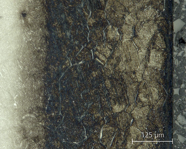 Microstructure of a nitrided edge zone.